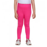 Pink Cotton Lycra elasticated leggings for girls, solid style, suitable for active wear