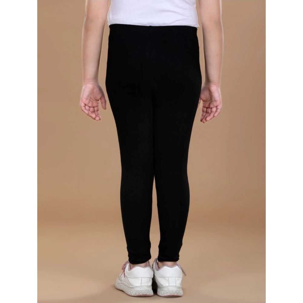 Black cotton lycra elasticated leggings for girls, perfect for activewear