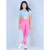 Pink cotton-lycra printed elasticated leggings for girls - casual activewear, vibrant pattern