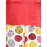 Red cotton floral elasticated jegging and top set for girls, featuring shoulder straps and floral pattern