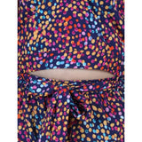 Girls' multicolor floral polyester crepe short sleeve set with V-neck