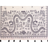 Off-white linen cotton printed saree with unstitched blouse, vibrant floral pattern on a spacious 5.5mtr length