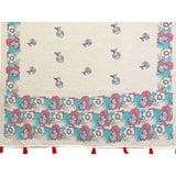 Off-white linen cotton printed saree with unstitched blouse, vibrant floral design on 5.5mtr length for women's ethnic wear
