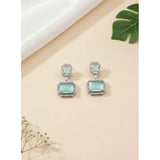 Women's brass silver plated turquoise drop earrings, keep dry for lasting shine