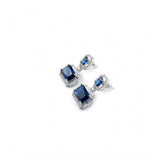 Blue brass silver plated drop earrings for women, delicate jewelry accessory