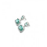 Green brass silver plated drop earrings for women, jewelry accessory on display stand