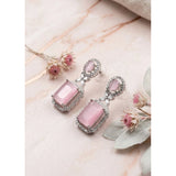 Pink brass silver plated drop earrings for women, ideal for accessorizing without water exposure