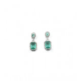 Green brass silver plated drop earrings for women, keep dry after use