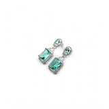 Green brass silver-plated drop earrings for women, wear with elegant outfits