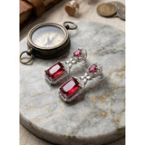 Women's red brass silver-plated drop earrings, keep dry for best care