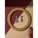 Pink brass silver plated drop earrings for women, jewelry accessory on display