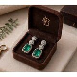Green brass silver plated drop earrings for women - jewelry accessory on display