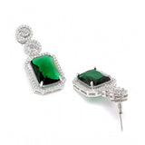 Green brass silver plated earrings for women, keep dry and clean