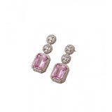Pink brass silver-plated drop earrings for women, accessories for special occasions