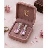 Pink brass silver-plated drop earrings for women, elegant accessory for special occasions