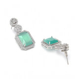 Women's brass silver plated turquoise drop earrings - elegant jewelry accessory for formal events, keep dry after use