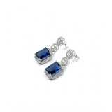 Blue brass silver plated drop earrings for women, perfect accessory for formal events