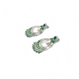 Green brass silver plated Chandbali earrings for women, elegant accessory on display
