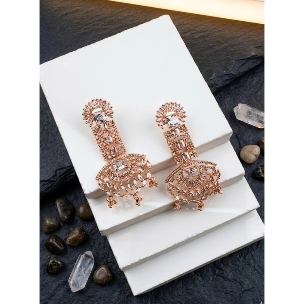 Women's brass silver plated drop earrings (white), delicate jewelry accessory for special occasions