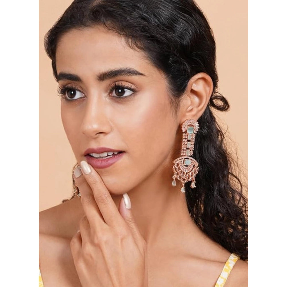 Women's turquoise brass silver plated drop earrings, keep dry for care