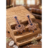 Blue brass silver plated drop earrings for women, accessorize without water