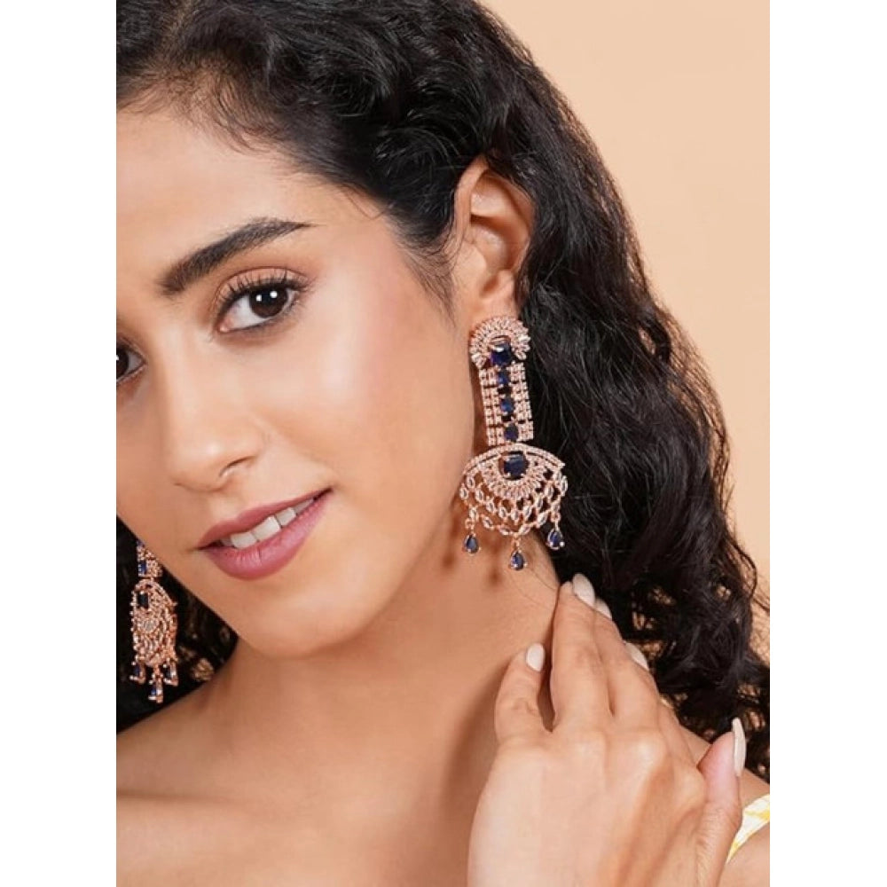 Blue brass silver plated drop earrings, perfect for accessories collection, keep dry for care