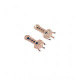 Blue brass silver plated drop earrings on woman's earlobe, jewelry accessory for formal events