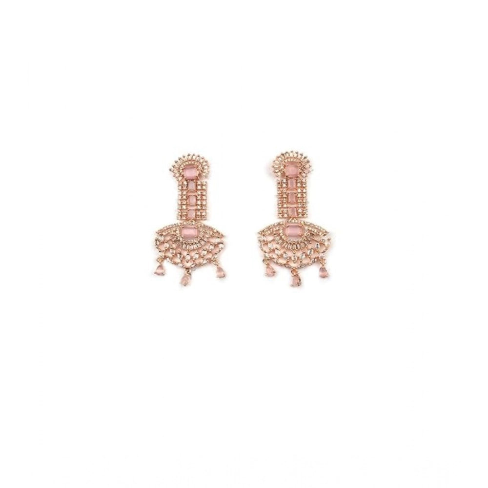 Women's pink brass silver plated drop earrings, accessories for stylish occasions