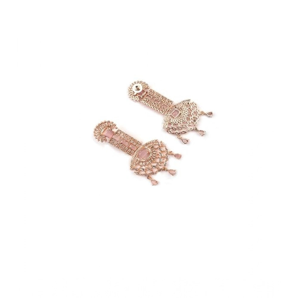 Pink brass silver-plated drop earrings for women, perfect accessory for special occasions