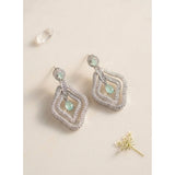Women's turquoise brass silver plated drop earrings, keep dry for long-lasting wear