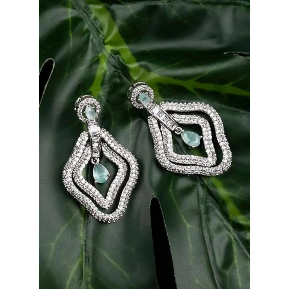 Women's brass silver plated turquoise drop earrings, keep dry and airtight for best care