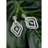 Women's brass silver plated turquoise drop earrings, keep dry and airtight for best care