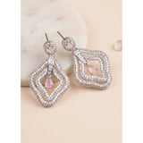 Women's pink brass silver-plated drop earrings, keep dry for best preservation