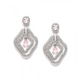 Women's pink brass silver plated drop earrings, wear with casual or formal outfits