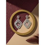 Pink brass silver plated drop earrings for women, ideal accessory for formal events