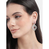 Women's brass silver-plated red drop earrings, elegant accessory for special occasions, keep dry and airtight