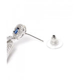 Blue brass silver plated earrings for women, drop style jewelry accessory on display