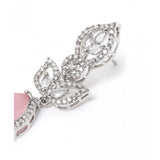 Pink brass silver plated drop earrings for women, stylish accessory on display