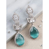 Women's brass silver plated turquoise drop earrings - jewelry set, avoid water and chemicals