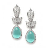 Women's turquoise brass silver plated drop earrings, perfect for accessorizing formal wear