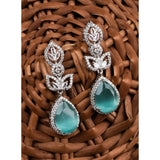 Women's turquoise brass silver plated drop earrings, keep dry and chemical-free for long-lasting shine
