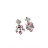 Red brass silver plated drop earrings for women, stylish accessory on display