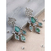 Turquoise brass silver plated drop earrings for women - jewelry accessory