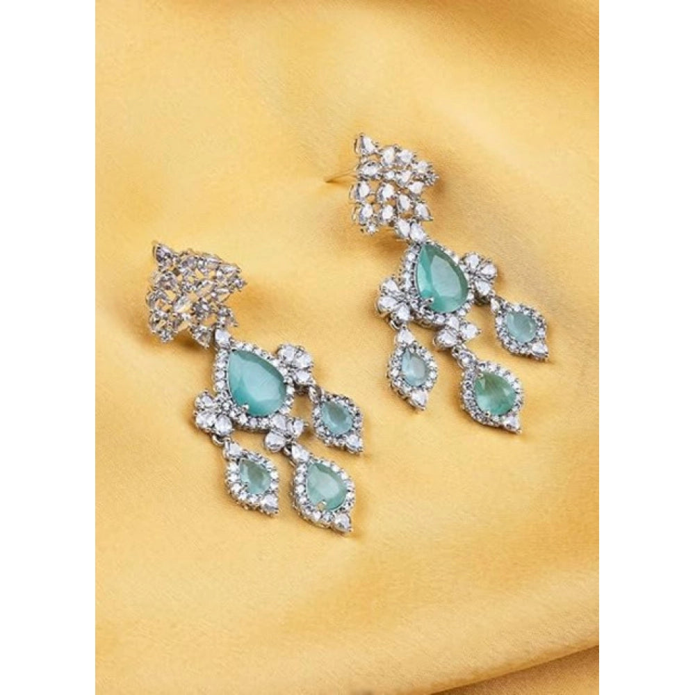 Women's brass silver plated turquoise drop earrings, store in a dry, airtight box