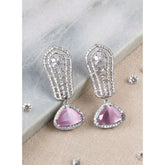 Pink brass silver plated drop earrings for women - stylish jewelry accessory