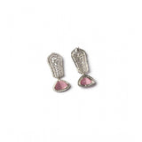Pink brass silver-plated drop earrings for women, keep dry and avoid chemicals