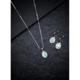 Turquoise brass silver plated pendant set for women, stylish jewelry accessory