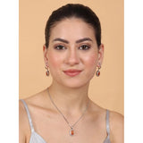 Orange brass silver-plated pendant set for women, elegant accessory on display