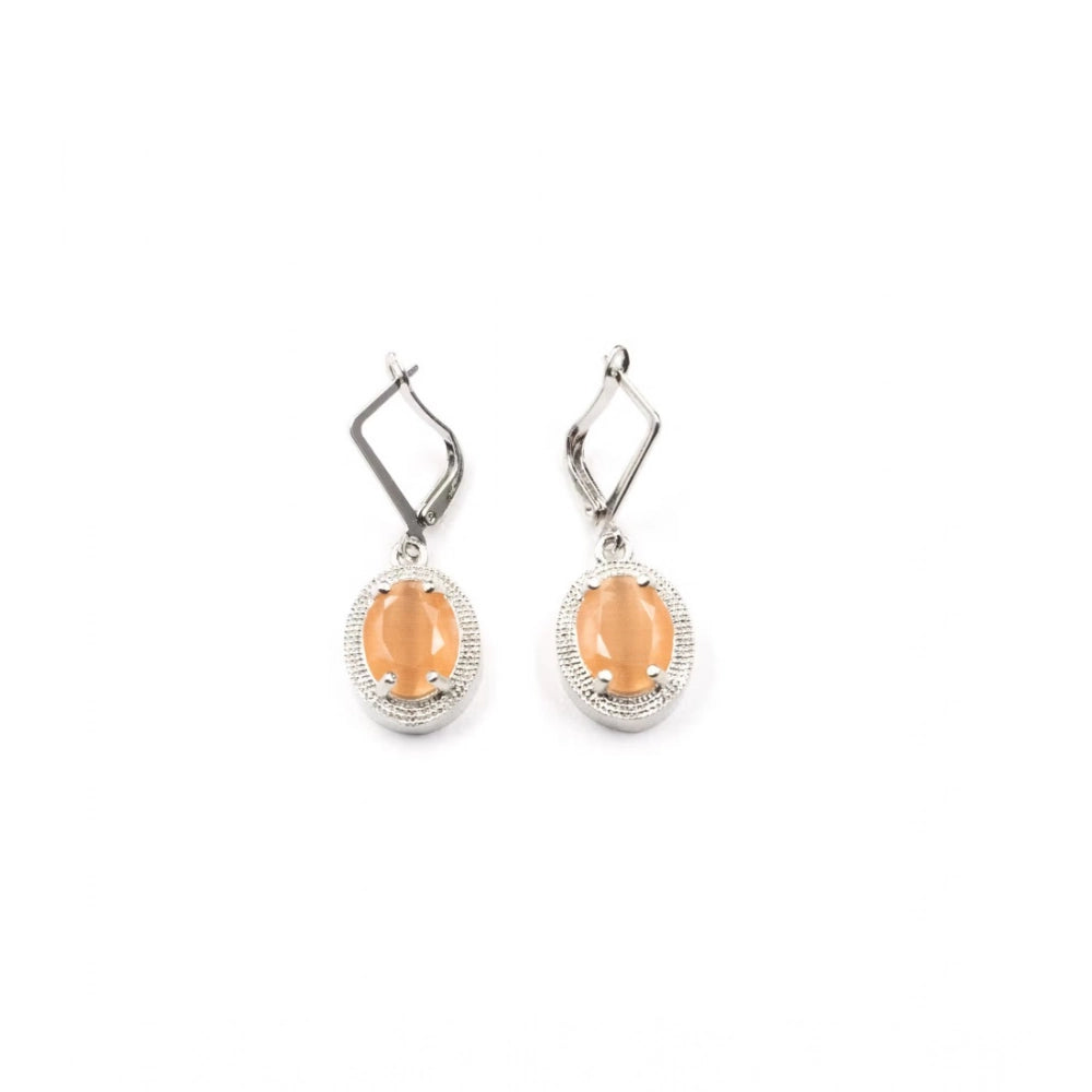 Orange brass silver plated pendant set for women, elegant jewelry accessory
