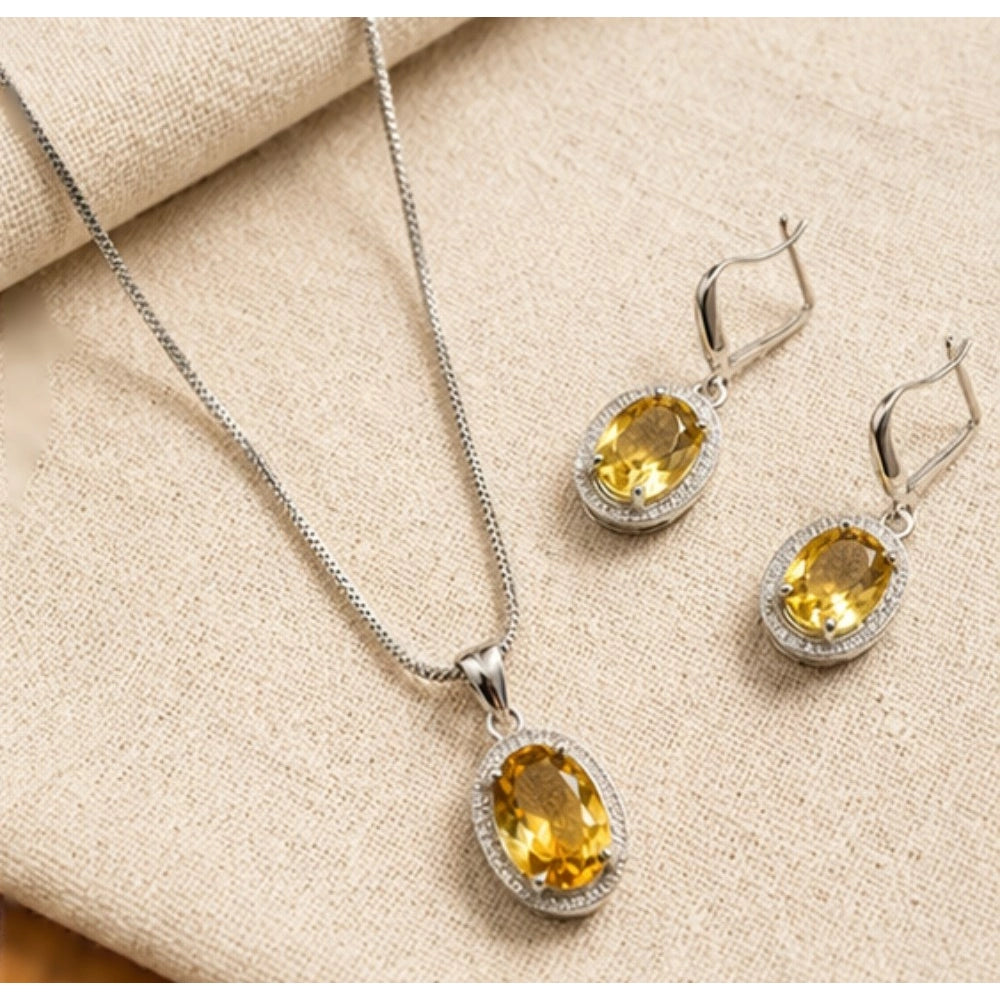 Yellow brass silver plated pendant set for women, ideal accessory for special occasions, keep dry and avoid chemicals